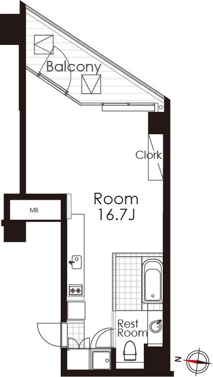 カスタリア広尾(ワンルーム/8階)の間取り写真