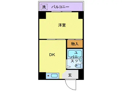 ビューライド川崎(1DK/4階)の間取り写真