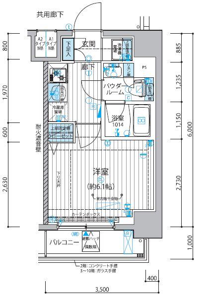 メインステージ戸越銀座(1K/3階)の間取り写真