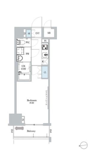 ディームス蔵前(1K/3階)の間取り写真