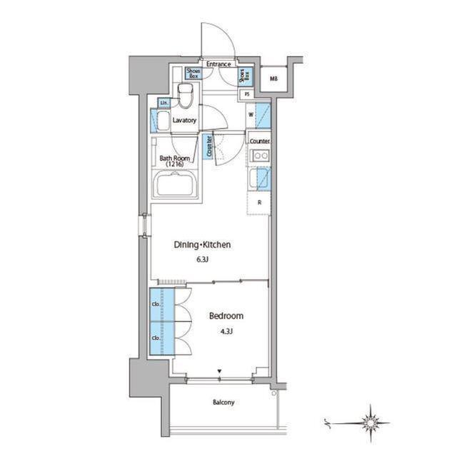ルフォンプログレ門前仲町マークス(1DK/6階)の間取り写真