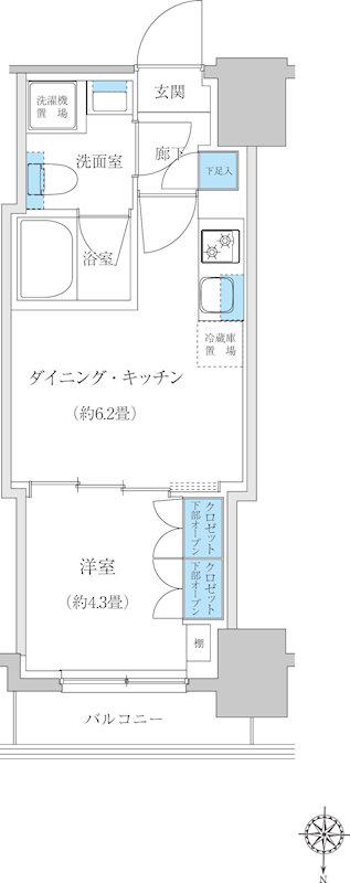 レジディア蒲田プレイス(1DK/9階)の間取り写真