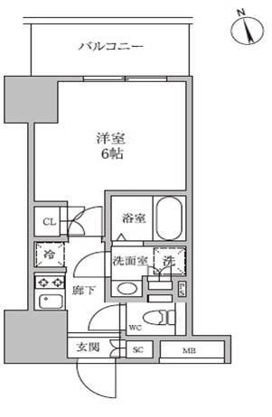 レジディア蒲田Ⅳ(1K/7階)の間取り写真