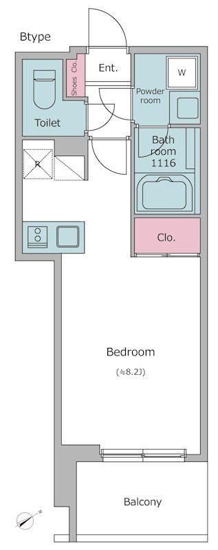 ライトテラス上野(ワンルーム/8階)の間取り写真