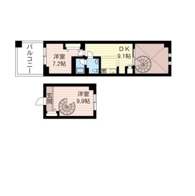 レジデンスシャルマン月島(2DK/8階)の間取り写真