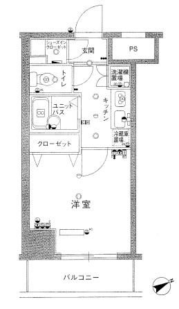 スカイコートヴィーダ五反田ウエスト(1K/14階)の間取り写真