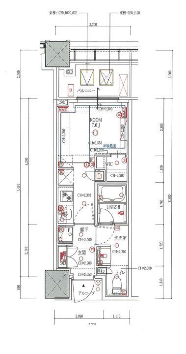 白金ザ・スカイ東棟(ワンルーム/12階)の間取り写真