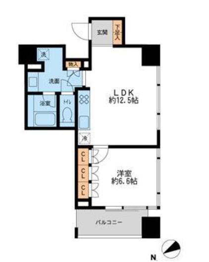 プロスペクトKALON三ノ輪(1LDK/12階)の間取り写真