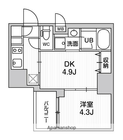 SYFORME大井町Ⅱ(1DK/13階)の間取り写真