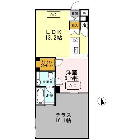 カスタリア目黒長者丸(1LDK/B1階)の間取り写真