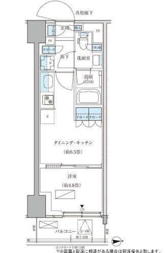 パークアクシス品川天王洲アイル(1DK/4階)の間取り写真