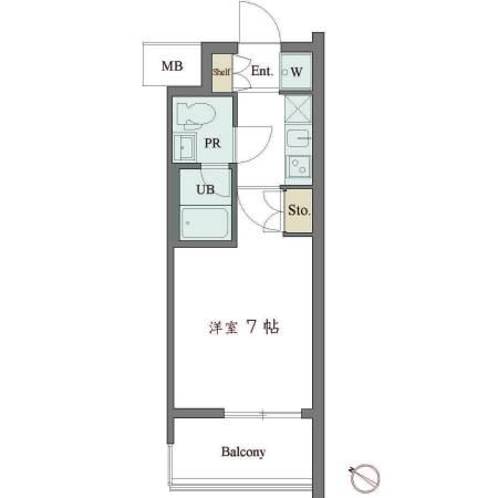 カスタリア大井町(1K/14階)の間取り写真