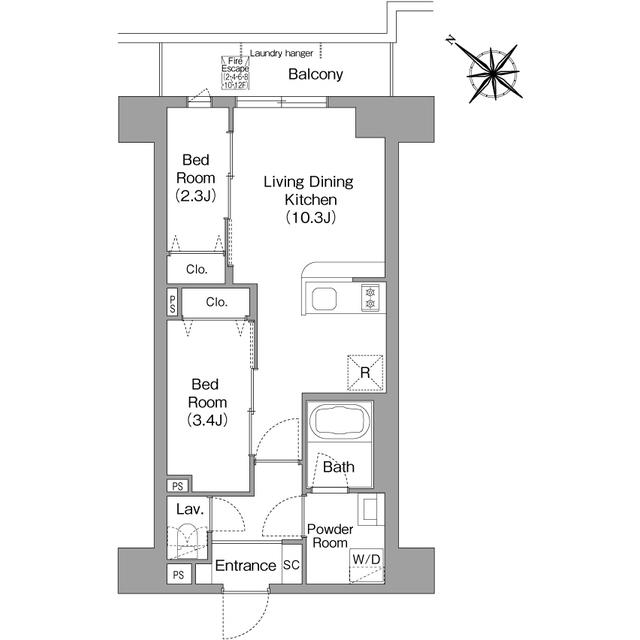 コンフォリア・リヴ豊洲キャナル(2LDK/4階)の間取り写真
