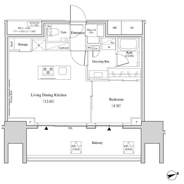 ザ・パークハビオ北千住(1LDK/9階)の間取り写真