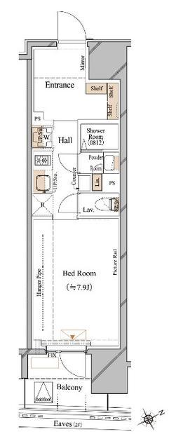 ブランシエスタ浅草蔵前(1K/6階)の間取り写真