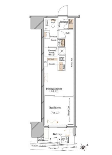 ブランシエスタ浅草蔵前(1LDK/5階)の間取り写真