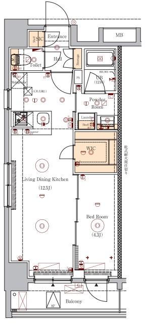 VERXEED ASAKUSA(1LDK/9階)の間取り写真