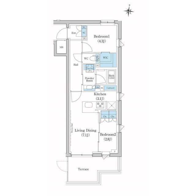 スタイリオ池上サウス(2LDK/1階)の間取り写真