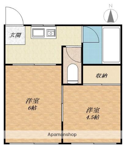 エリカハイツ(2K/2階)の間取り写真