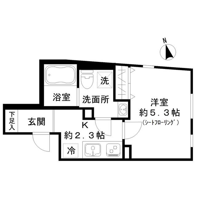 STRIPES東大井(1K/4階)の間取り写真