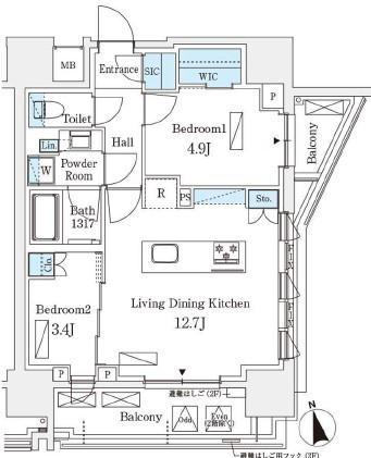 シーズンフラッツ浅草六丁目(2LDK/7階)の間取り写真