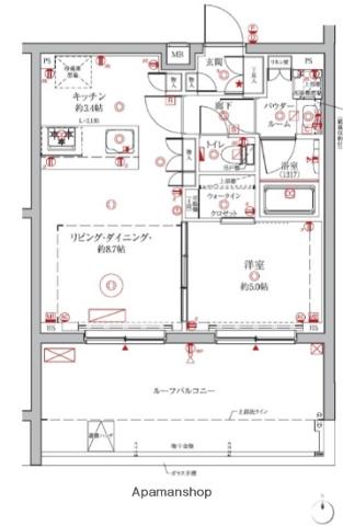 クレイシアIDZ大森町(1LDK/5階)の間取り写真