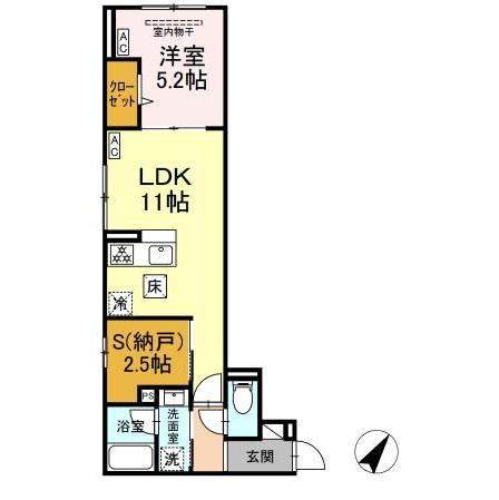 セレスティア下丸子(1LDK/1階)の間取り写真