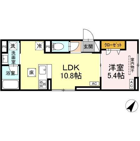 セレスティア下丸子(1LDK/1階)の間取り写真