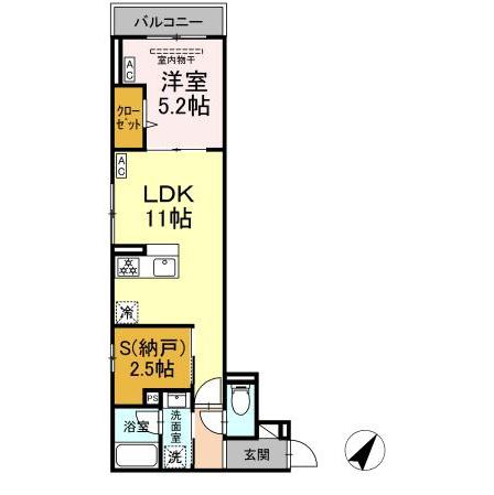 セレスティア下丸子(1LDK/3階)の間取り写真