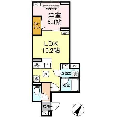 セレスティア下丸子(1LDK/1階)の間取り写真
