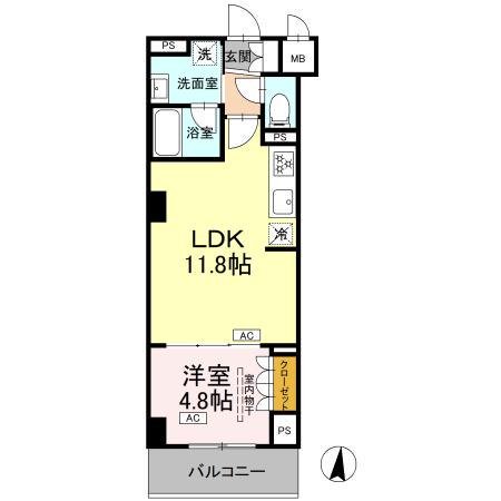 ロイジェント潮見(1LDK/2階)の間取り写真