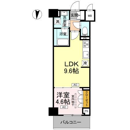 ロイジェント潮見(1LDK/2階)の間取り写真