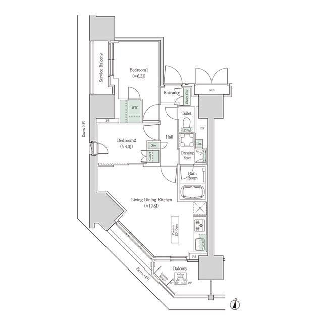 ブルックサイドレジデンス木場(2LDK/4階)の間取り写真