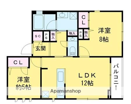 エンジェル榮(2LDK/2階)の間取り写真