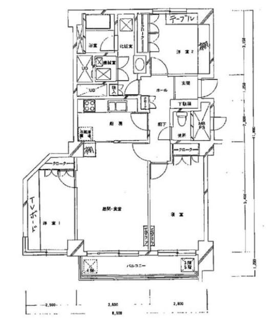 ハイネス麻布鳥居坂(2LDK/3階)の間取り写真