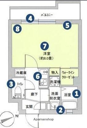アイリス大森西(1K/4階)の間取り写真