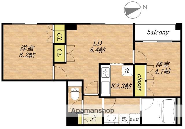 PLUM-FIRST(2LDK/4階)の間取り写真