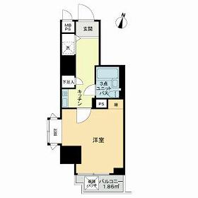 ライオンズプラザ白山(ワンルーム/6階)の間取り写真