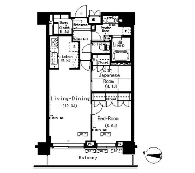 パークアクシス辰巳ステージ(2LDK/13階)の間取り写真