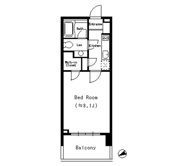 MFPRコート蒲田(ワンルーム/9階)の間取り写真
