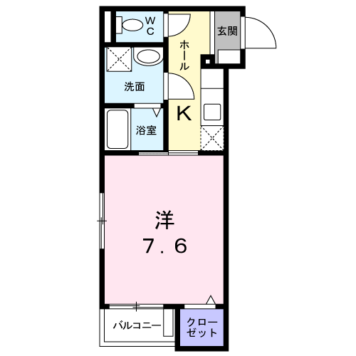 リュミエール東雪谷(1K/1階)の間取り写真
