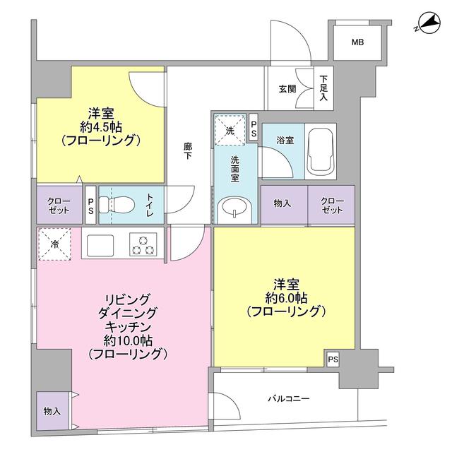 パートナーシップアパートメント(2LDK/10階)の間取り写真