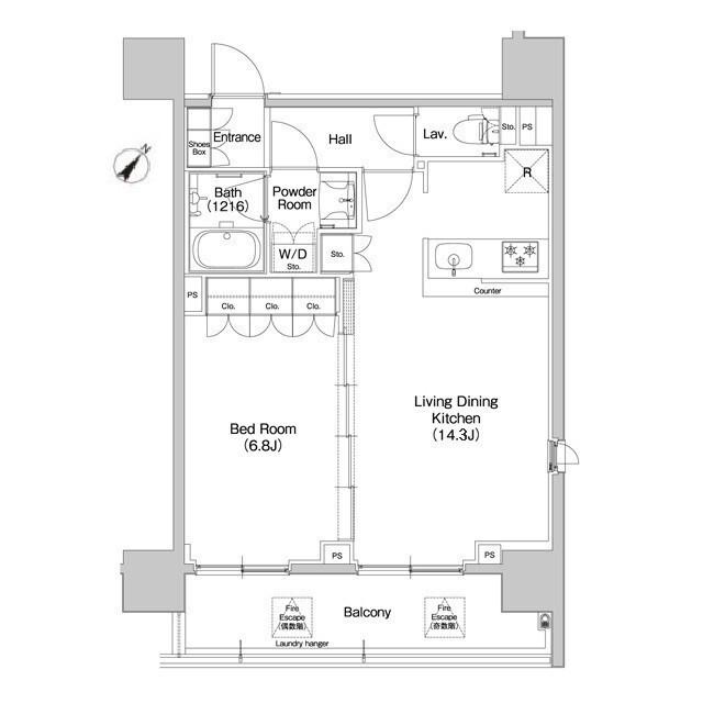 コンフォリア品川イースト(1LDK/6階)の間取り写真