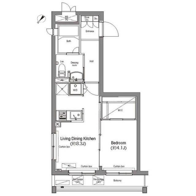 コンフォリア麻布台(1DK/2階)の間取り写真