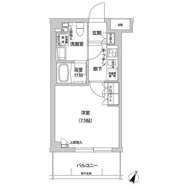 フレアージュ白金台(1K/3階)の間取り写真
