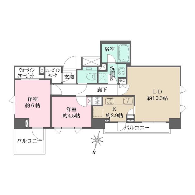 パークハウス本郷三丁目アーバンス(2LDK/14階)の間取り写真