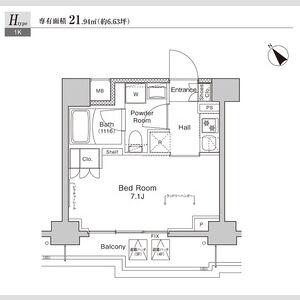 プラウドフラット戸越公園(1K/2階)の間取り写真