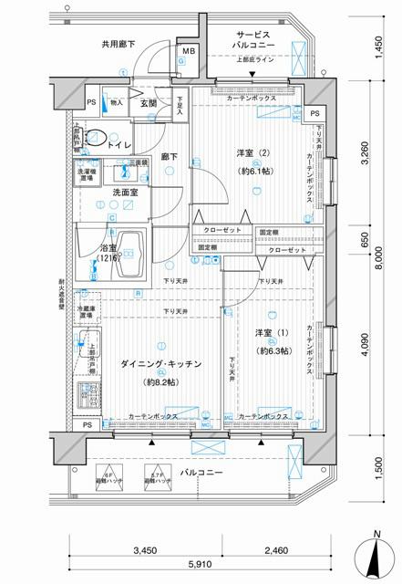 メインステージ押上Ⅳ(2DK/7階)の間取り写真