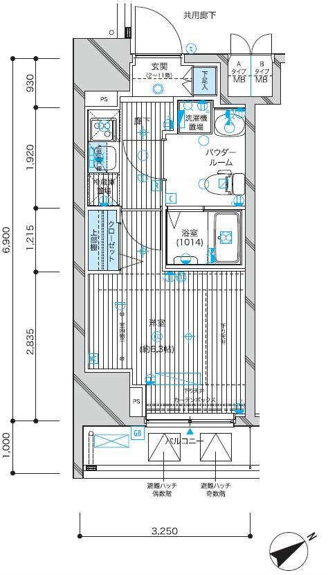 メインステージ蒲田Ⅵエグザ(1K/4階)の間取り写真