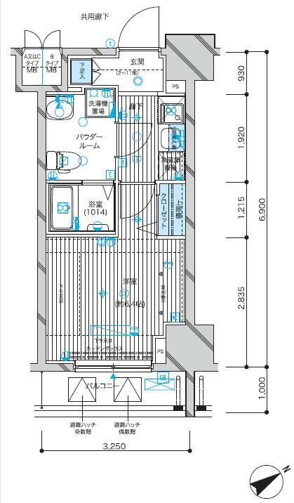 メインステージ蒲田Ⅵエグザ(1K/3階)の間取り写真